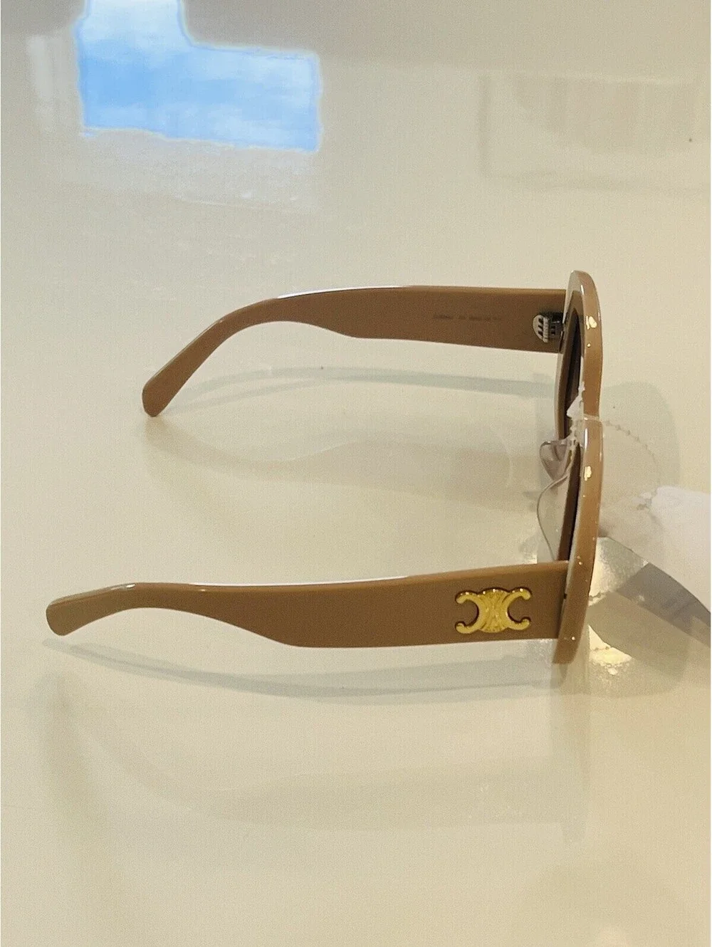 $510 CELINE PARIS CL40216U 57F Shiny Solid Nude Sunglasses